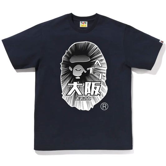A BATHING APE BAPE COSMICS OSAKA APE HEAD TEE NAVY