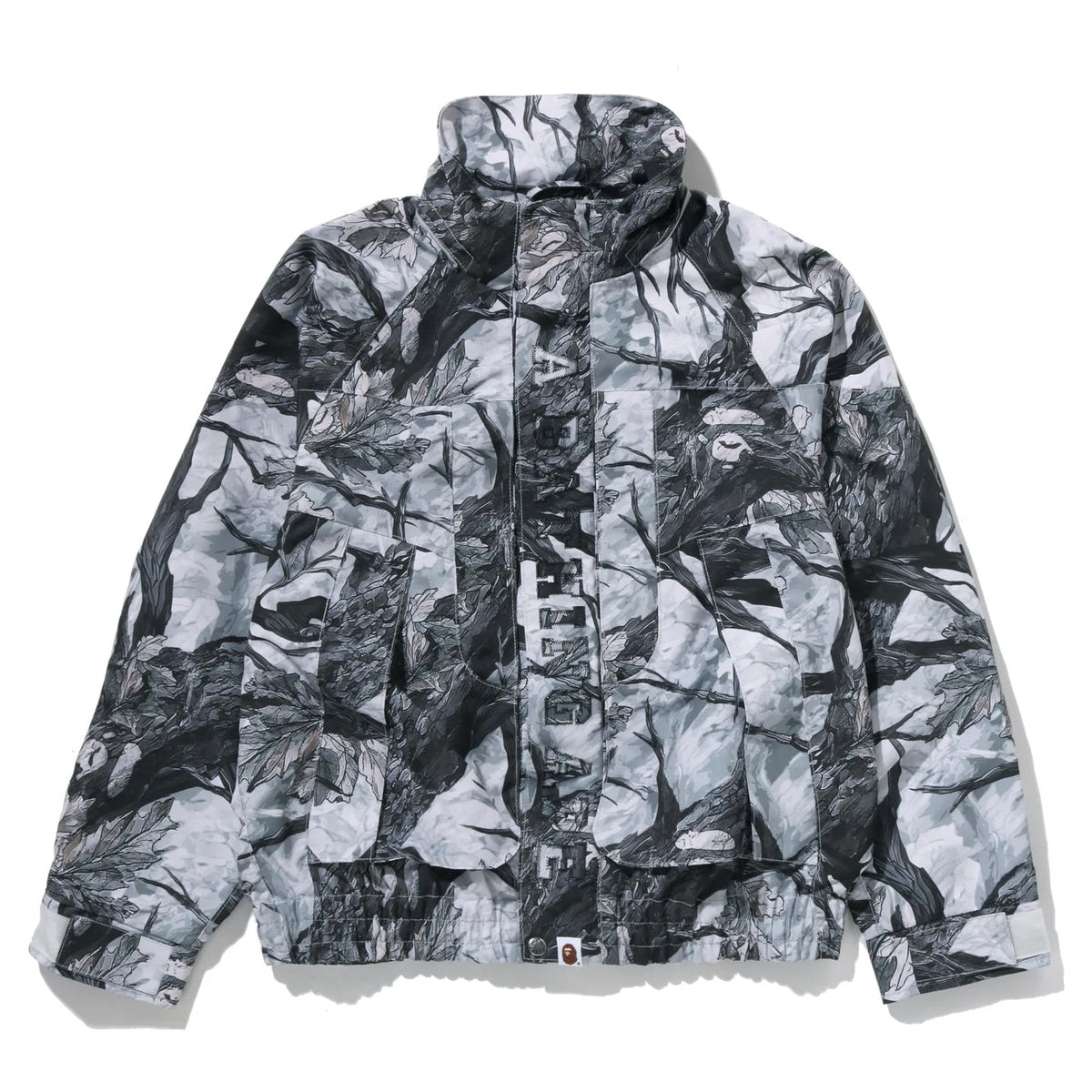 A BATHING APE BAPE TREE EDGE CAMO HOODED SNOWBOARD JACKET WHITE