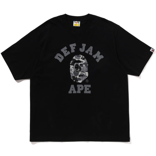 A BATHING APE BAPE DEF JAM CAMO COLLEGE RELAXED FIT TEE BLACK