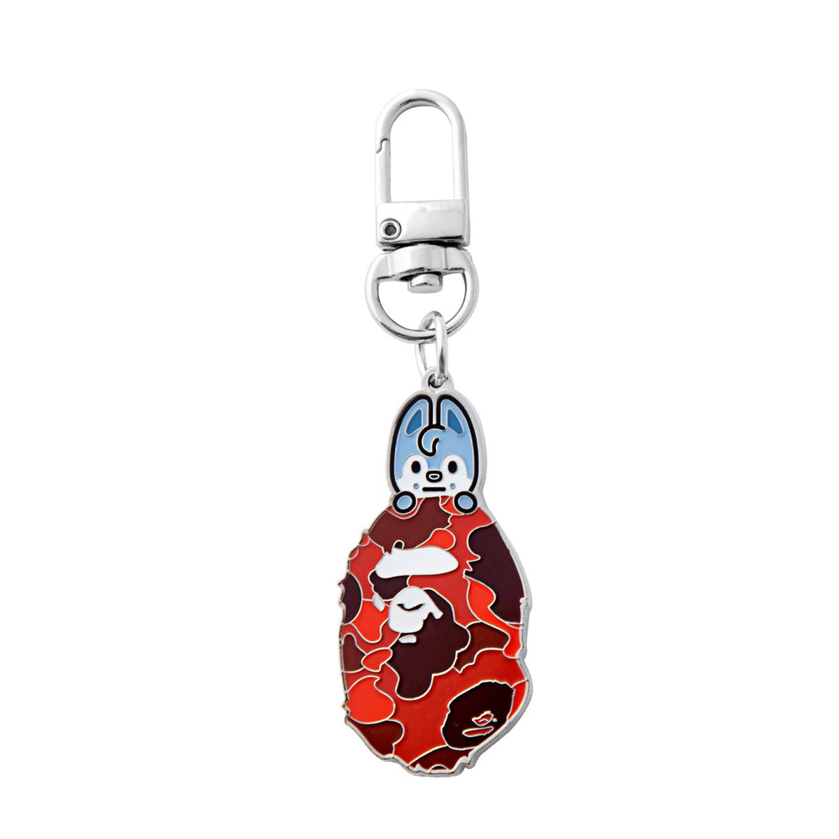 A BATHING APE BAPE STRAYKIDS CAMO KEY RING RED