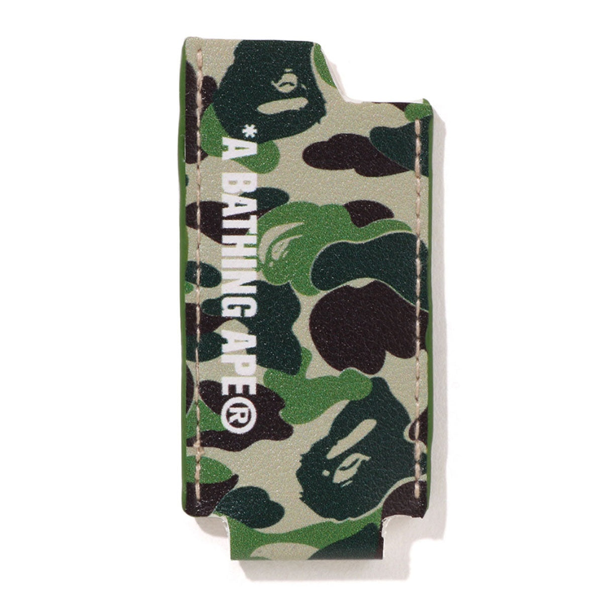 A BATHING APE BAPE ABC CAMO LEATHER LIGHTER CASE GREEN