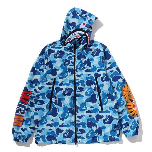 A BATHING APE BAPE ABC CAMO SHARK HOODIE JACKET BLUE