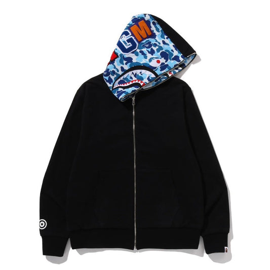 A BATHING APE BAPE ABC CAMO REVERSIBLE SHARK FULL ZIP HOODIE BLUE