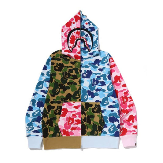 A BATHING APE BAPE ABC CAMO CRAZY SHARK FULL ZIP HOODIE MULTI
