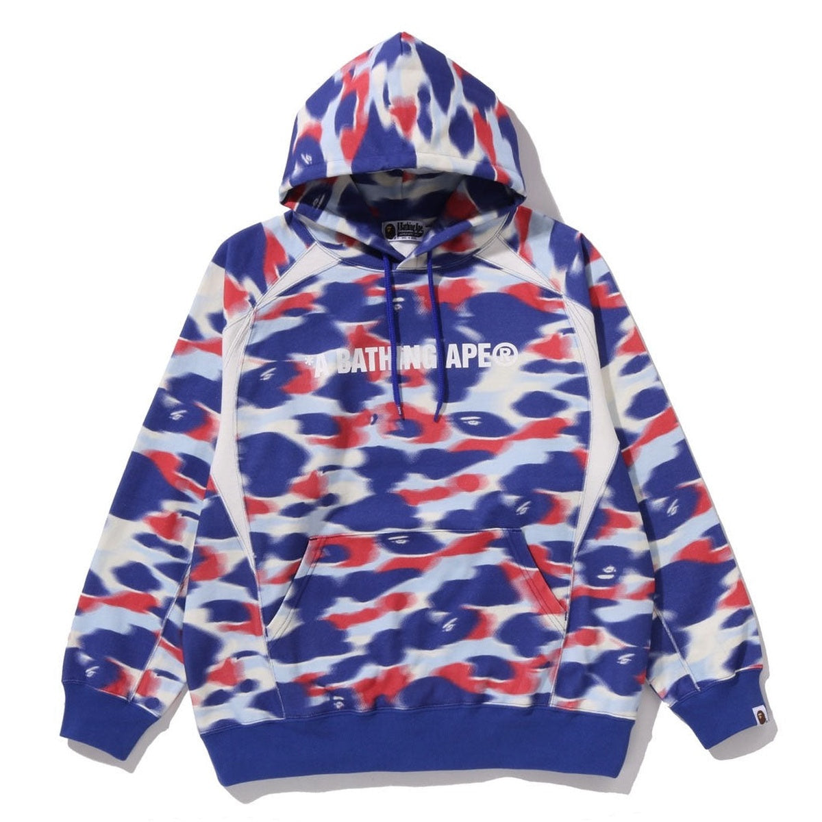 A BATHING APE BAPE CREEN CAMO FOOTBALL LOGO RELAXED FIT PULLOVER HOODIE BLUE