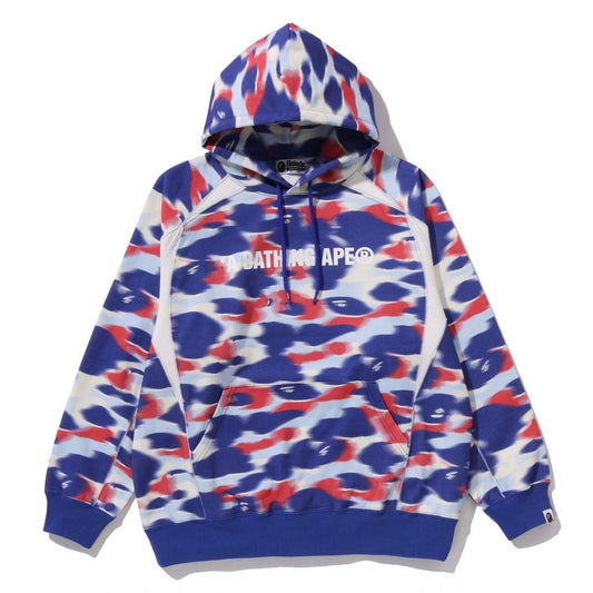 A BATHING APE BAPE CREEN CAMO FOOTBALL LOGO RELAXED FIT PULLOVER HOODIE BLUE