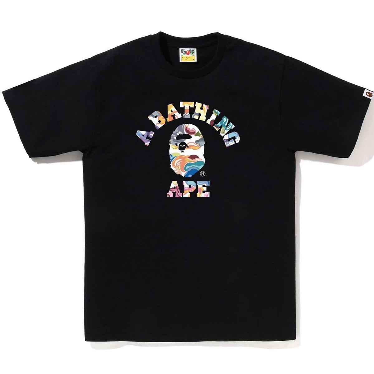 A BATHING APE BAPE ART CAMO COLLEGE TEE BLACK