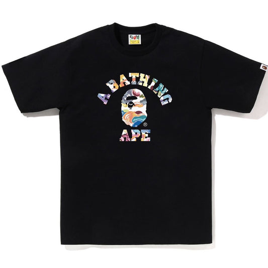 A BATHING APE BAPE ART CAMO COLLEGE TEE BLACK