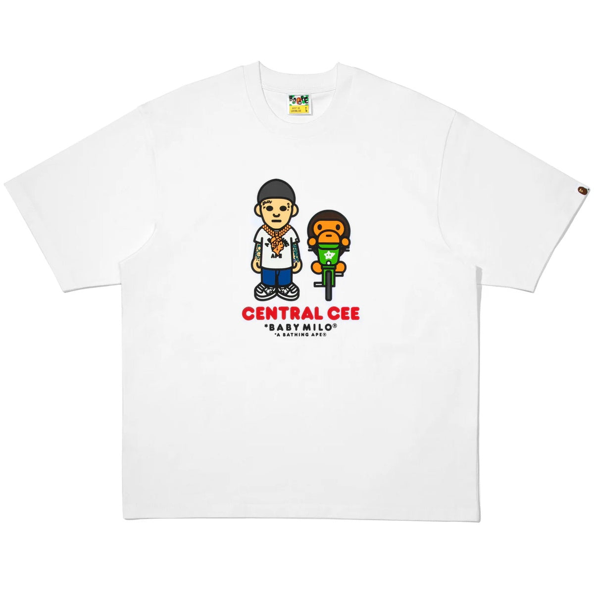 A BATHING APE BAPE SPOTIFY BY CENTRAL CEE BABY MILO RELAXED FIT TEE WHITE