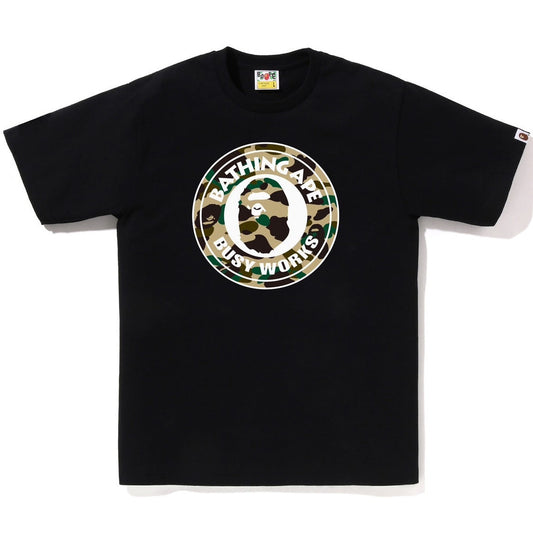 A BATHING APE BAPE 1ST CAMO BUSY WORKS TEE BLACK YELLOW