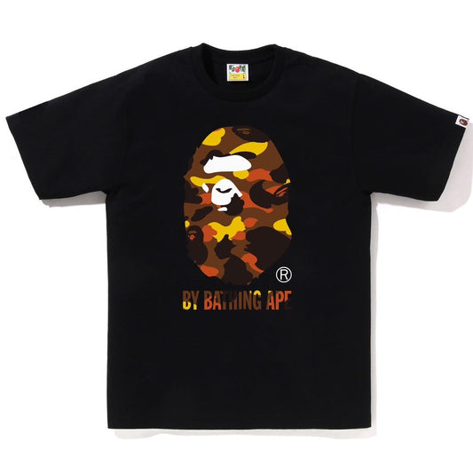 A BATHING APE BAPE 1ST CAMO BY BATHING APE TEE BLACK ORANGE