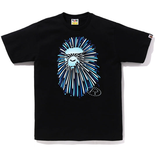 A BATHING APE BAPE APE HEAD FIREWORK TEE #1 BLACK BLUE