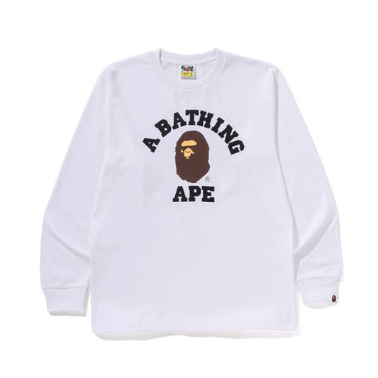A BATHING APE BAPE COLLEGE L/S TEE WHITE