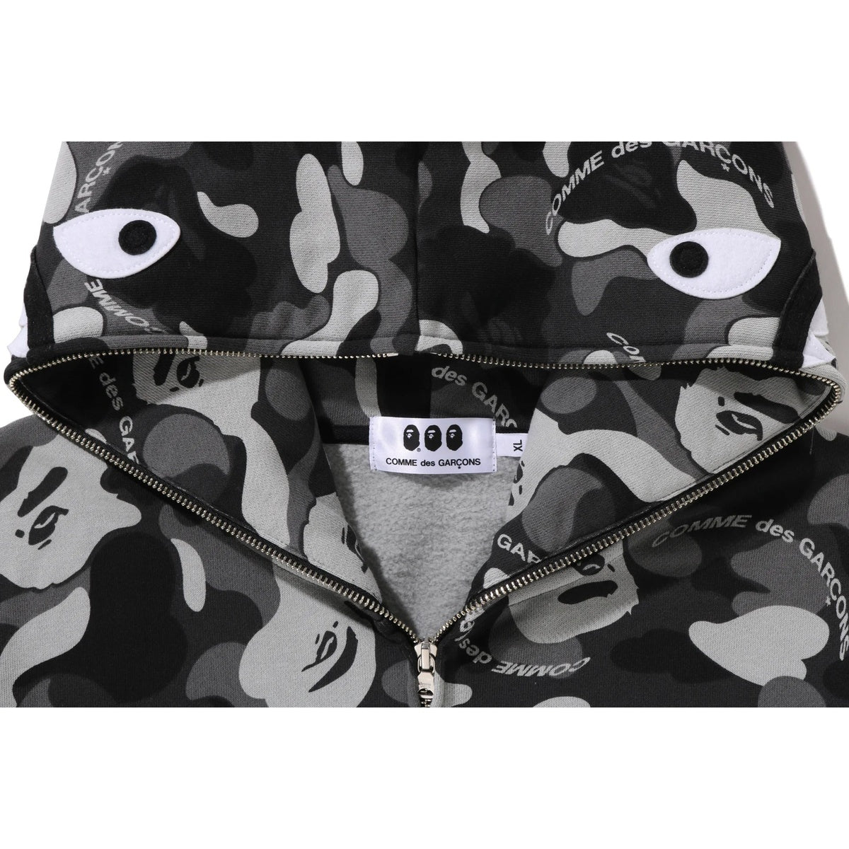 A BATHING APE BAPE COMME des GARÇONS CDG OSAKA SHARK FULL ZIP HOODIE BLACK