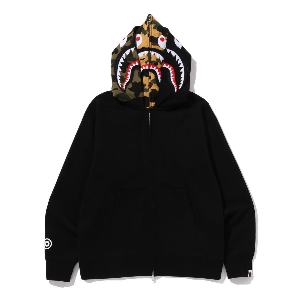 A BATHING APE BAPE SHARK FULL ZIP DOUBLE HOODIE BLACK
