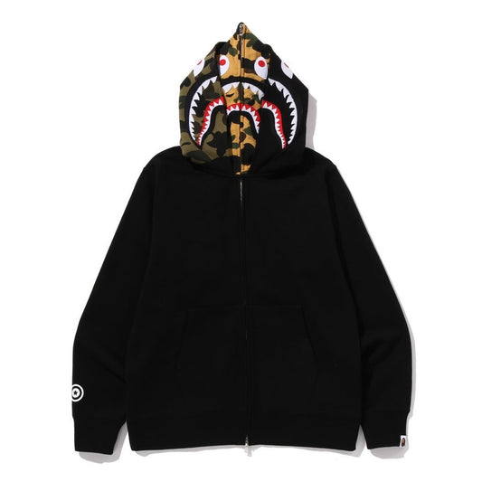 A BATHING APE BAPE SHARK FULL ZIP DOUBLE HOODIE BLACK