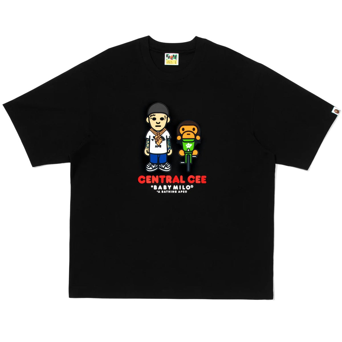 A BATHING APE BAPE SPOTIFY BY CENTRAL CEE BABY MILO RELAXED FIT TEE BLACK