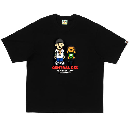 A BATHING APE BAPE SPOTIFY BY CENTRAL CEE BABY MILO RELAXED FIT TEE BLACK