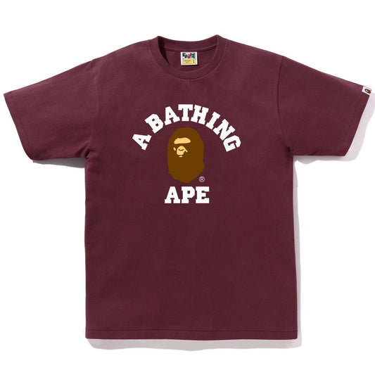A BATHING APE BAPE COLLEGE TEE BURGUNDY