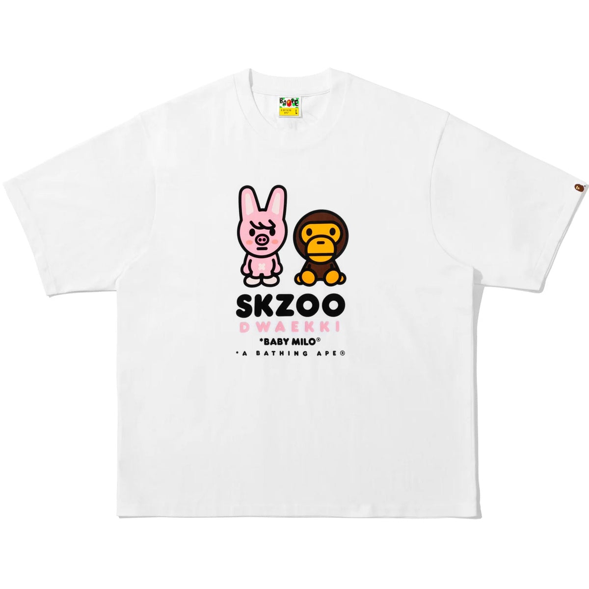 A BATHING APE BAPE STRAYKIDS DWAEKKI BABY MILO TEE WHITE