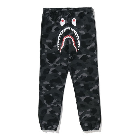 A BATHING APE BAPE COLOR CAMO SHARK SWEAT PANTS BLACK