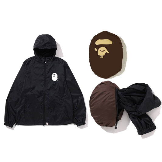 A BATHING APE BAPE APE HEAD PACKABLE JACKET BLACK