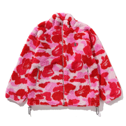 A BATHING APE BAPE ABC CAMO METAL ONE POINT BOA JACKET PINK