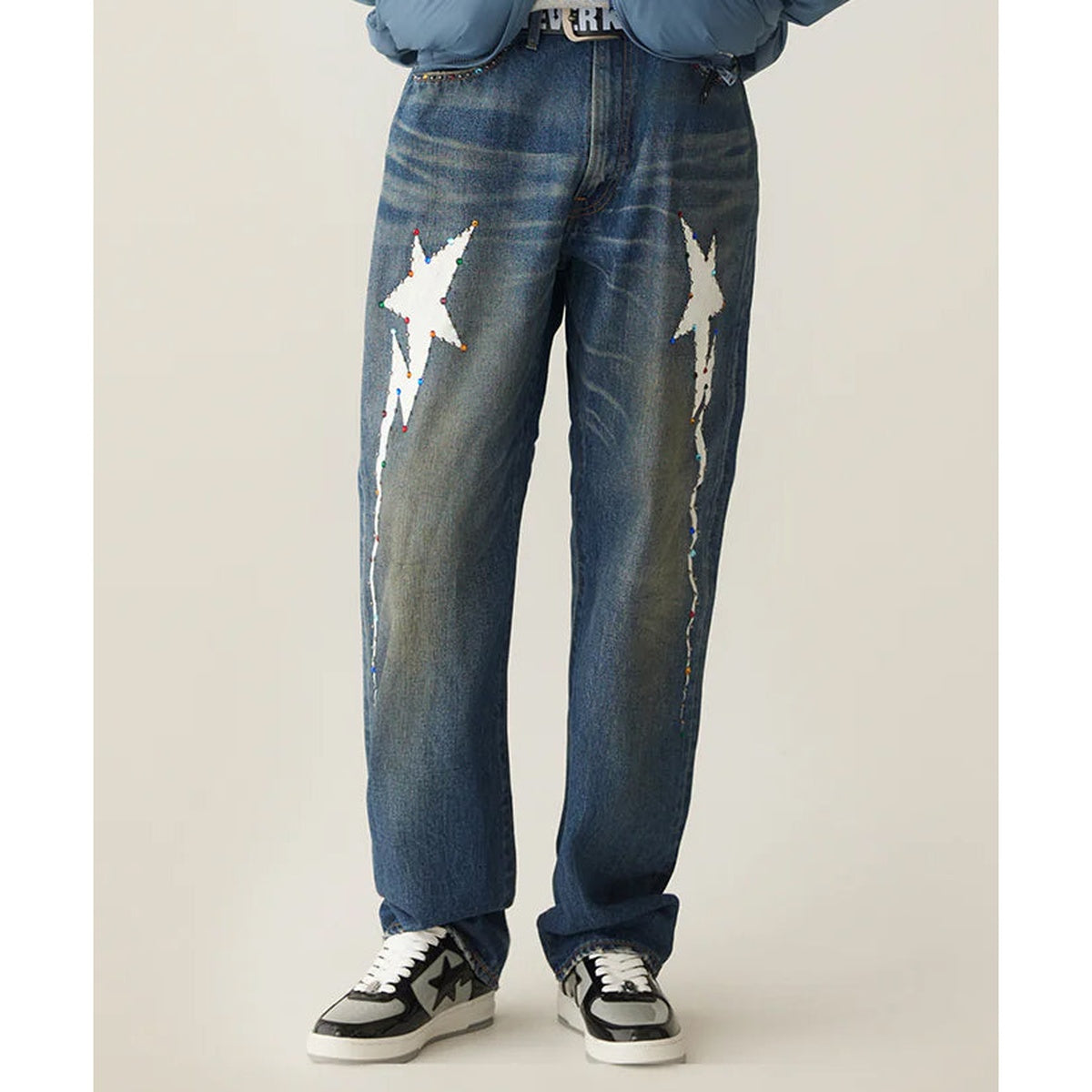 A BATHING APE BAPE COLOR STONE 13 OZ DENIM PANTS INDIGO