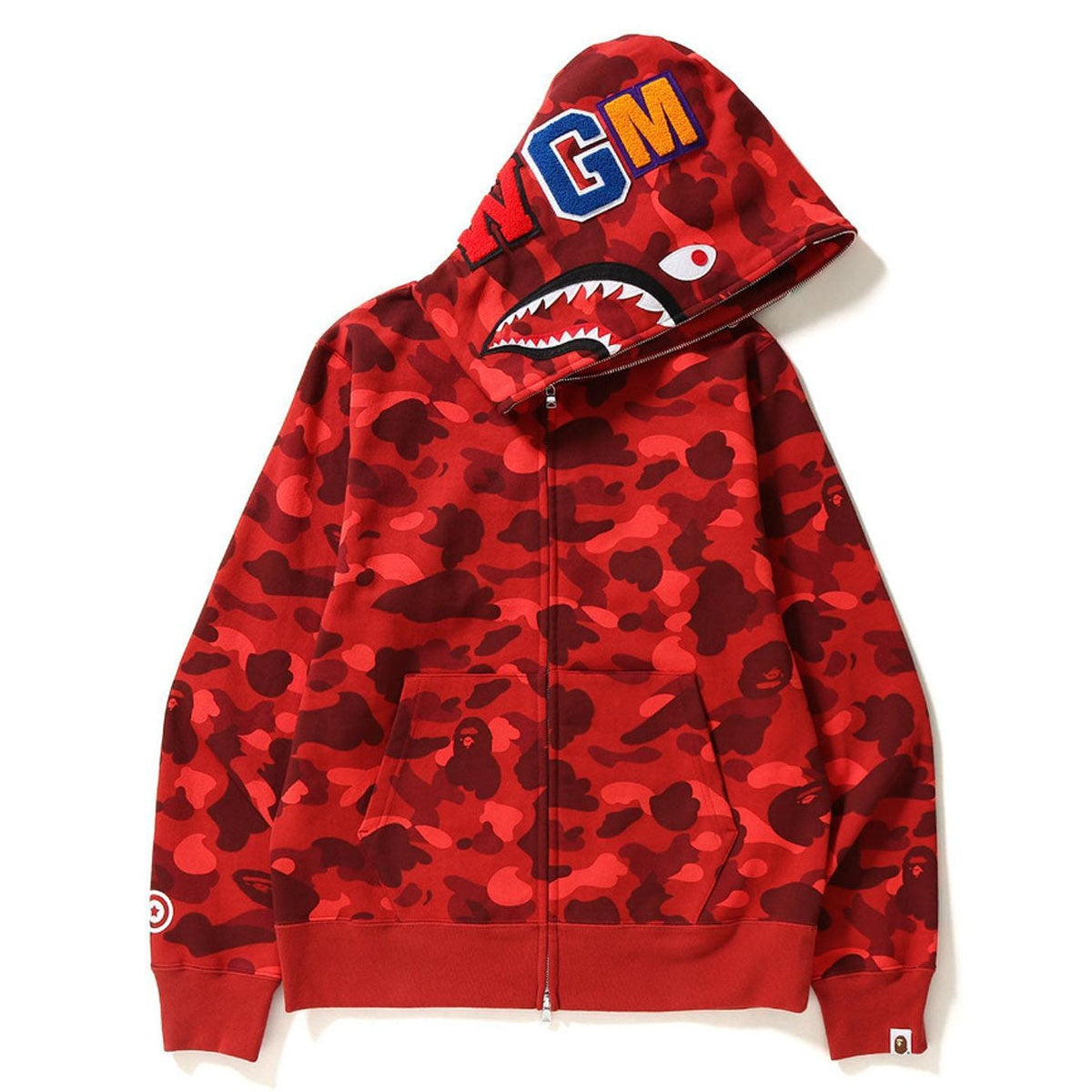 A BATHING APE BAPE COLOR CAMO SHARK HOODIE RED