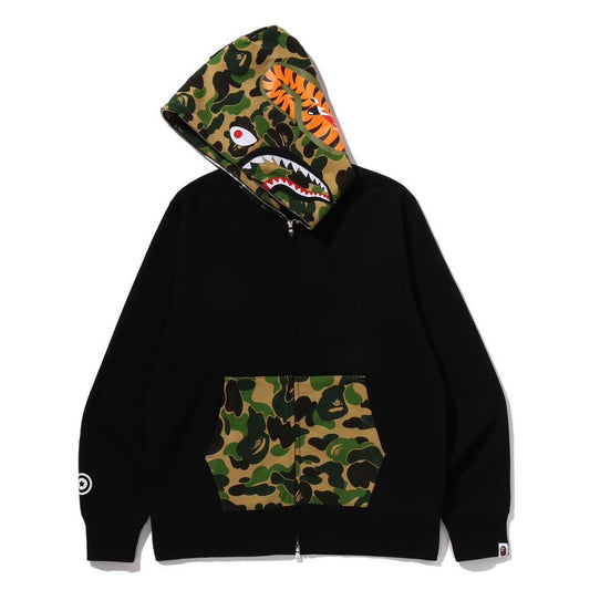 A BATHING APE BAPE ABC CAMO SHARK FULL ZIP HOODIE BLACK