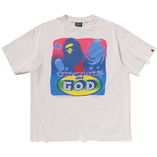 A BATHING APE BAPE SAINT MXXXXXX GOD TEE WHITE