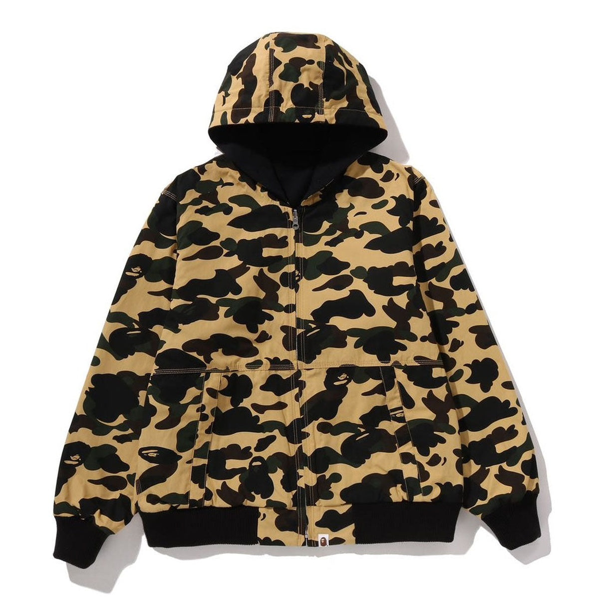 A BATHING APE BAPE 1ST CAMO REVERSIBLE ZIP HOODIE JACKET YELLOW