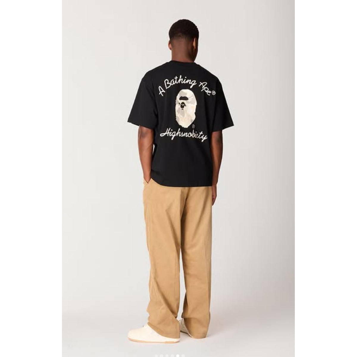 A BATHING APE BAPE HIGHSNOBIETY MULTI LOGO RELAXED FIT TEE BLACK