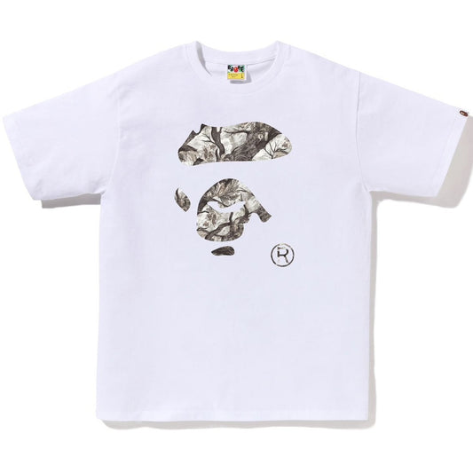 A BATHING APE BAPE TREE EDGE CAMO APE FACE TEE WHITE WHITE
