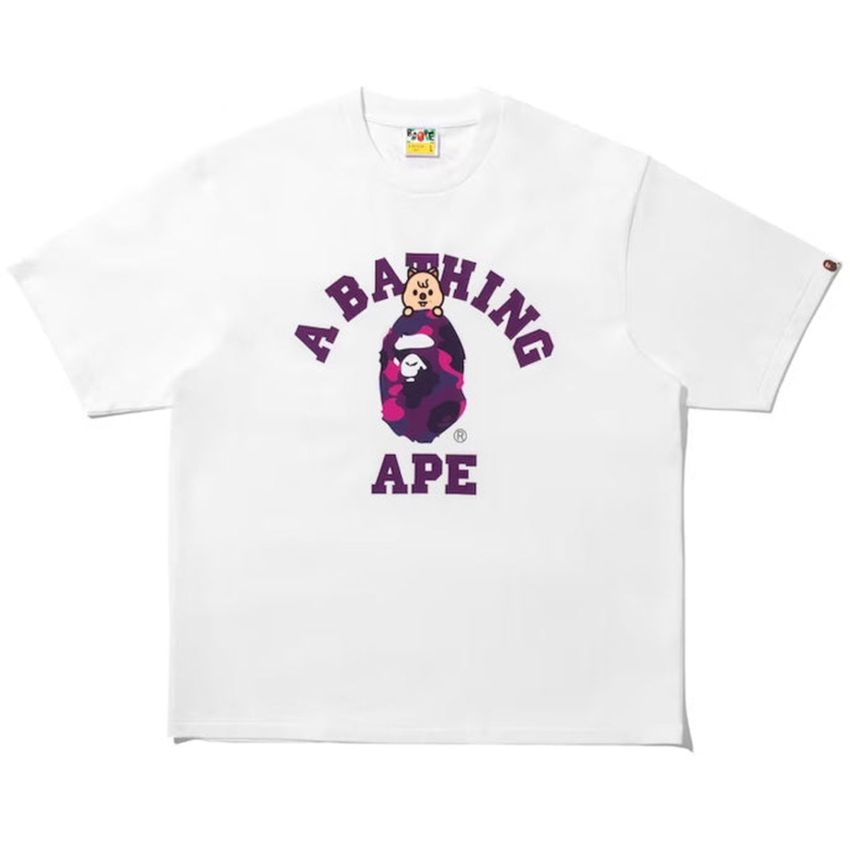 A BATHING APE BAPE STRAYKIDS HAN QUOKKA COLLEGE TEE WHITE
