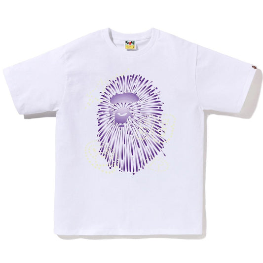 A BATHING APE BAPE FIREWORK APE HEAD TEE #1 WHITE