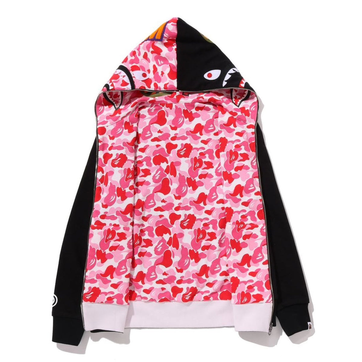 A BATHING APE BAPE ABC CAMO REVERSIBLE SHARK FULL ZIP HOODIE PINK