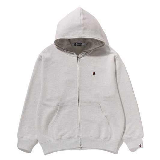 A BATHING APE BAPE ONE POINT FULL ZIP HOODIE GRAY