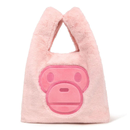A BATHING APE BAPE BABY MILO STORE BABY MILO FUR TOTE BAG PINK