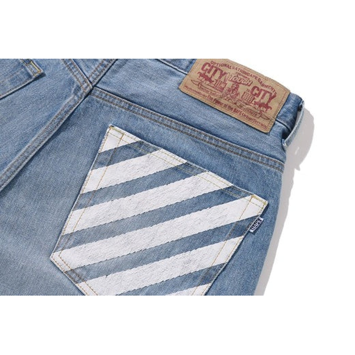 A BATHING APE BAPE MILO FACE 13 OZ DENIM PANTS INDIGO