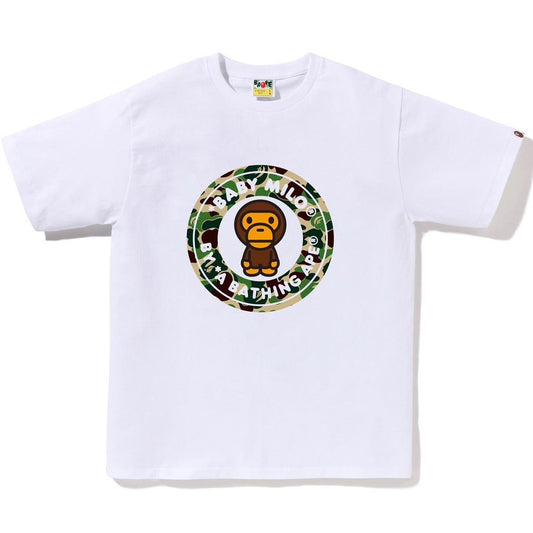 A BATHING APE BAPE ABC CAMO MILO BUSY WORKS TEE WHITE GREEN