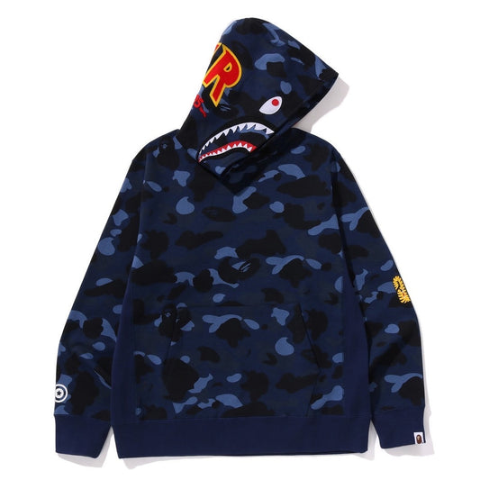 A BATHING APE BAPE COLOR CAMO 2ND SHARK PULLOVER HOODIE NAVY