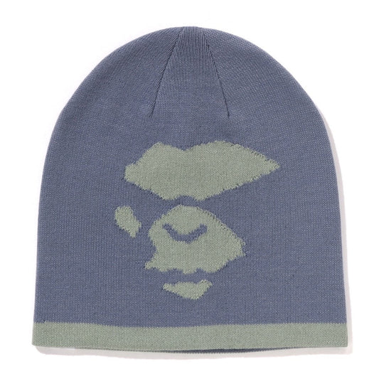A BATHING APE BAPE MAD FACE KNIT CAP SAX