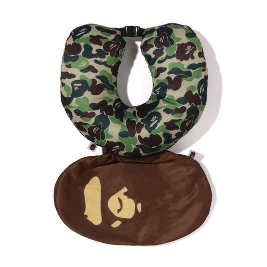 A BATHING APE BAPE ABC CAMO 2WAY APE HEAD NECK PILLOW GREEN