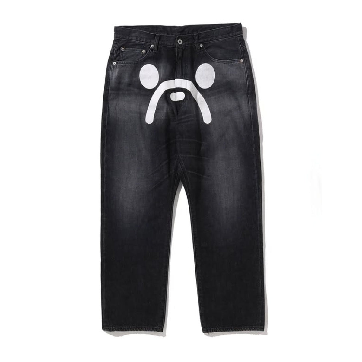 A BATHING APE BAPE MILO FACE 13 OZ DENIM PANTS BLACK