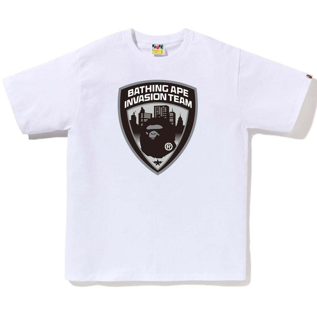 A BATHING APE BAPE SECURITY EMBLEM TEE WHITE