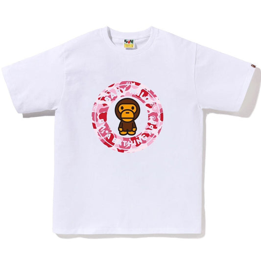 A BATHING APE BAPE ABC CAMO MILO BUSY WORKS TEE WHITE PINK