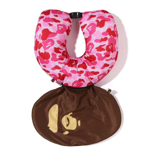 A BATHING APE BAPE ABC CAMO 2WAY APE HEAD NECK PILLOW PINK
