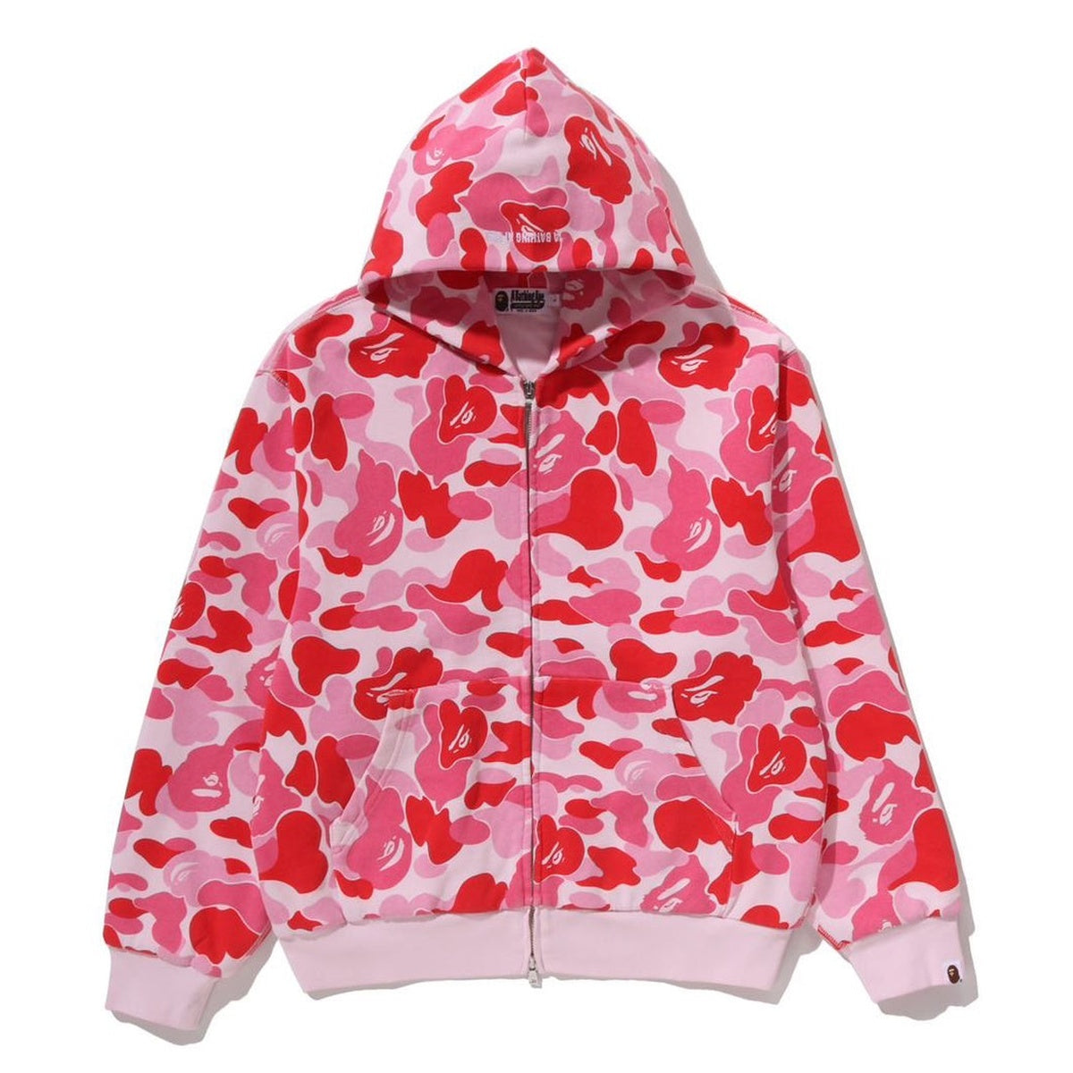A BATHING APE BAPE ABC CAMO HEAVY WASHED CROPPED FIT ZIP HOODIE PINK