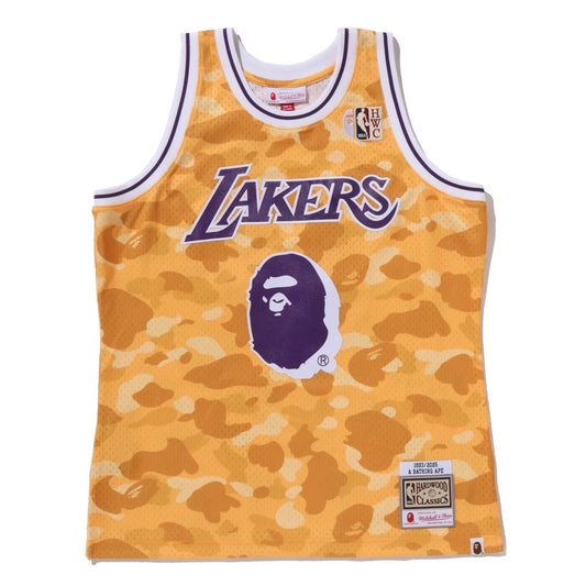 A BATHING APE BAPE M&N NBA LOS ANGELS LAKERS SWINGMAN JERSEY YELLOW